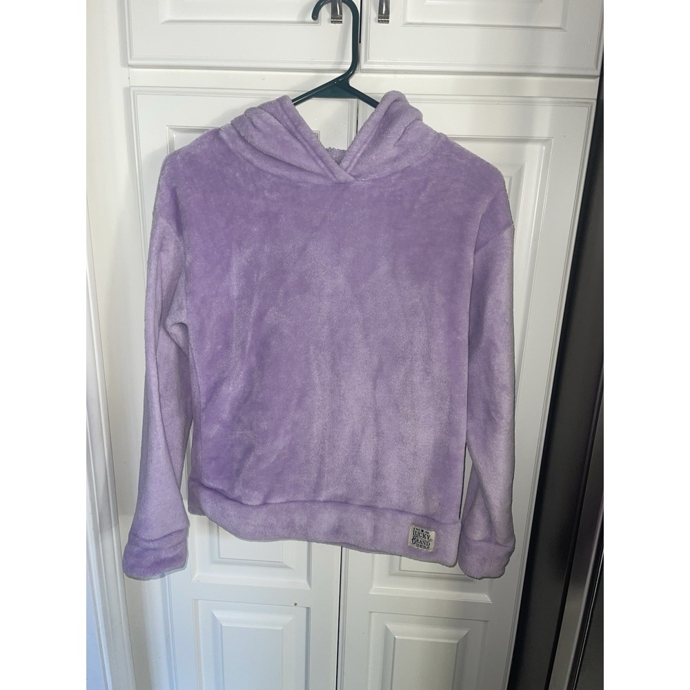 Luckyโ Brand Purple Soft Teddy Fleece Hooded Sweatshirt Girls Large 14/16